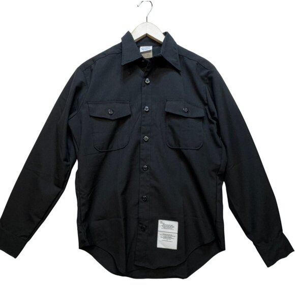 DSCP Quarterdeck Collection Mens Long Sleeve Dress Shirt 15.5-34SL Black Formal - Picture 1 of 11